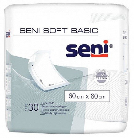 Пеленки впитывающие Seni Soft Basic 60х60 (30 шт.) РФ 33007 - фото 4868