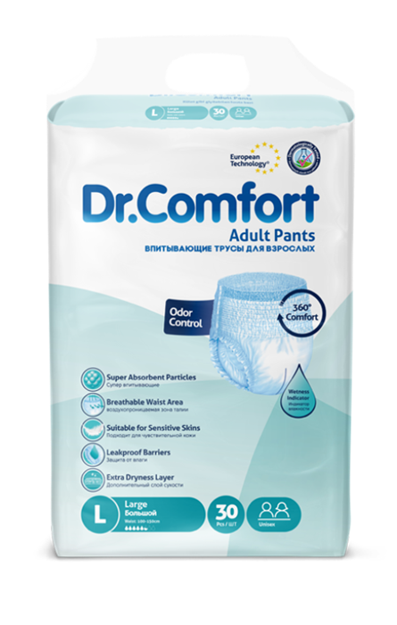 Подгузники-трусики для взрослых Dr. Comfort Adult Pant Jumbo Pack Large-30 32034 - фото 6090