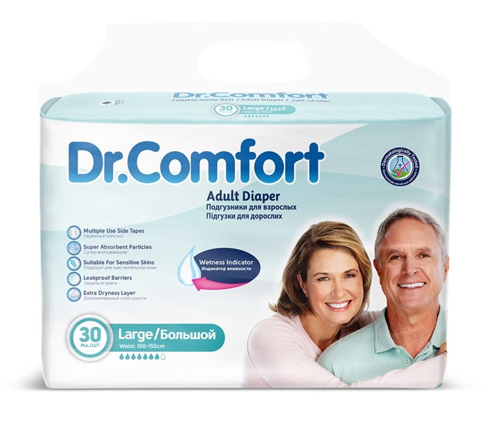 Подгузники для взрослых Dr Comfort Adult Diaper Jumbo pack Large-30 31019 - фото 6100