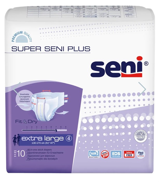 Подгузники для взрослых Super Seni Plus Extra Large (10 шт.) 31041 - фото 6523