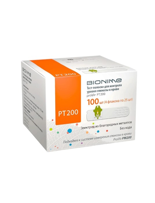 Тест-полоски Prolife PT 200 (100 штук) Bionime Corporation  к глюкометру PM200 16015 - фото 6529