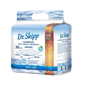 Пеленки гигиенические супервпитывающие, одноразовые Dr.Skipp Soft Line 60х40 (30 шт.) 33015