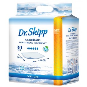 Пеленки гигиенические супервпитывающие, одноразовые Dr.Skipp Soft Line 60х60 (30 шт.) 33018